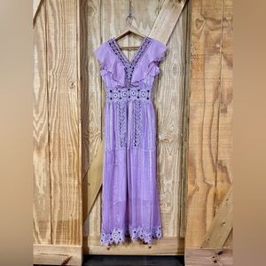 VENUS Crochet Detail Maxi Dress in Lavender